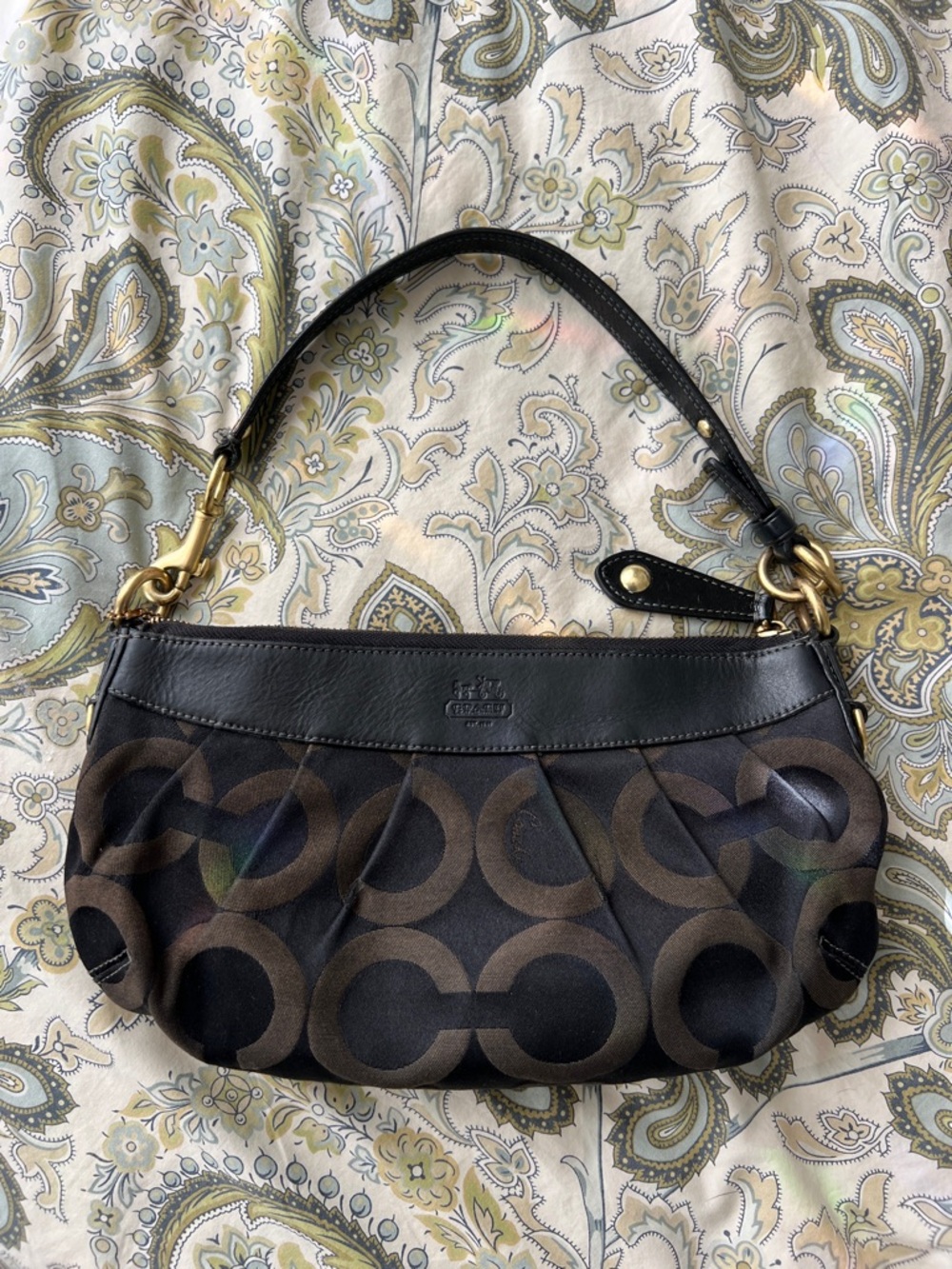 Coach Madison Op Art Signature Small Hobo Shoulder Bag Jacquard Leather #12950